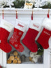 CHRISTMAS STOCKINGS Traditional Red with Faux Fur Christmas Stockings Personalized Embroidered or Christmas Name Tags Matching Set Family Kids Adults Men Women