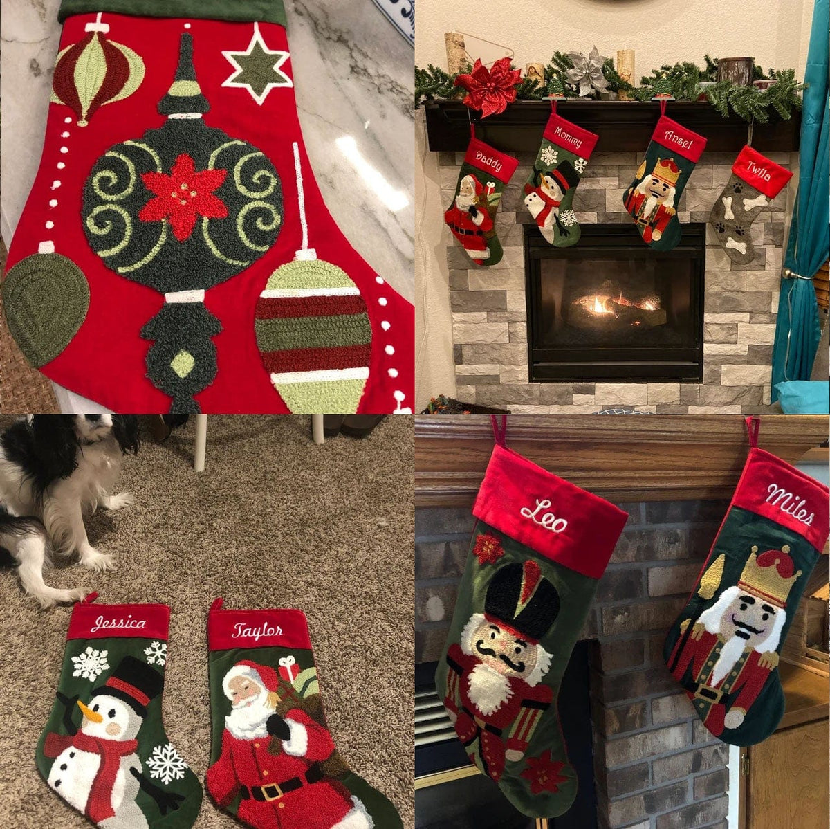 CHRISTMAS STOCKINGS Whimsical Nutcracker or Cute Snowman Tufted Velvet Children's Christmas Stockings Embroidered and Personalized with Names Family Heirloom