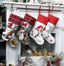 CHRISTMAS STOCKINGS Woodland Santa Snowman Gnomes Personalized Christmas Stockings Buffalo Check Owl Squirrel Red Barn for Kids and Family Holidays 2022