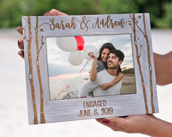 COUPLES GIFTS 4x6 Frame Personalized 5x7 Picture Frame Love Engagement Wedding Barn Wooden Anniversary Gift Idea Present Couple Photo Husband Wife Coastal Whitewash