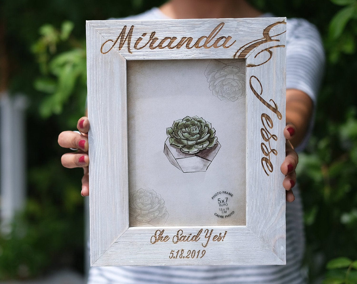 COUPLES GIFTS Barn Wood Personalized 5x7 Picture Frame Engagement Wedding Anniversary Him Her Gift Idea Present Couple Minimalist Coastal Whitewash