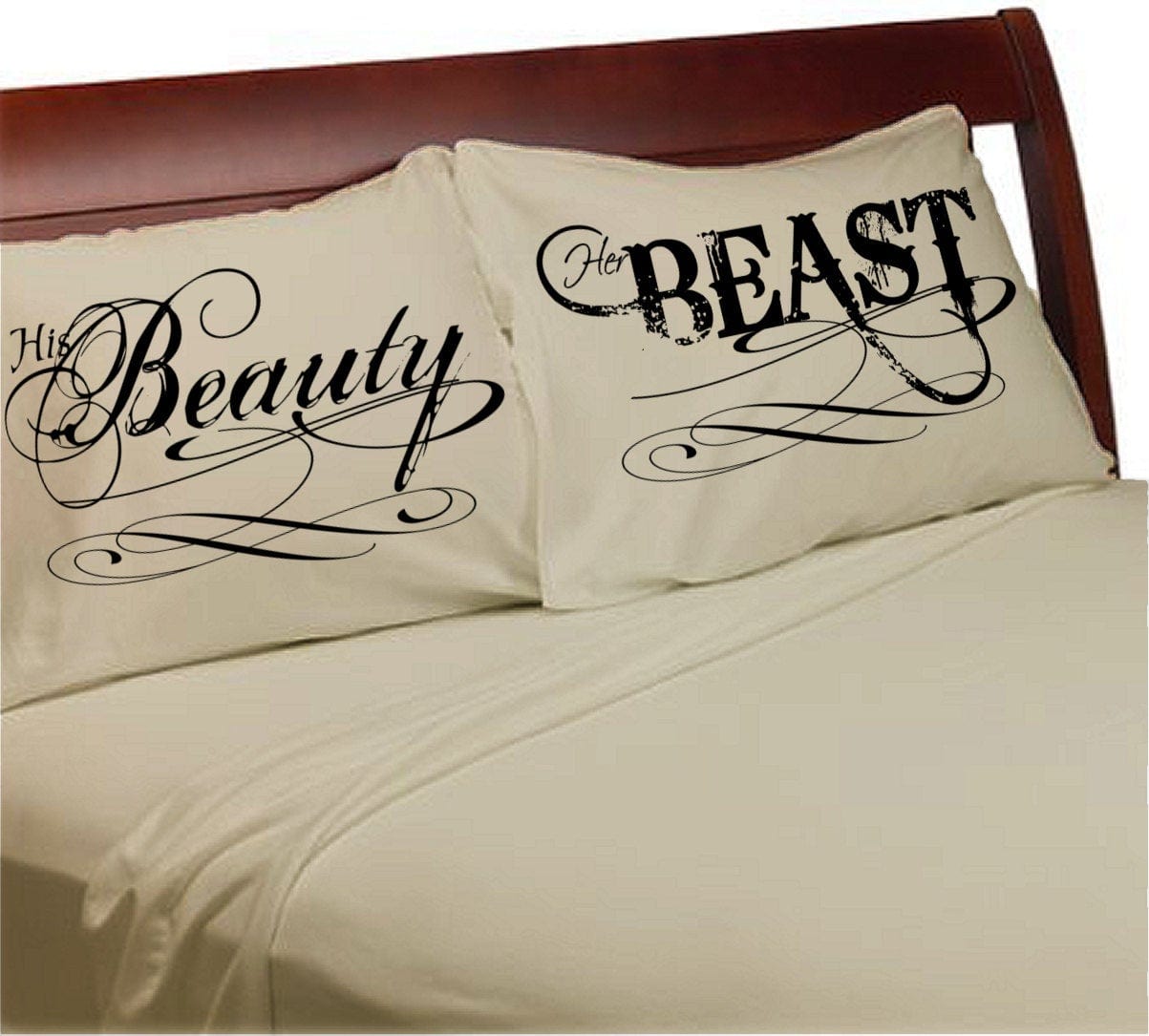 COUPLES GIFTS Beauty and the Beast Pillowcases Boyfriend Girlfriend Couple Anniversary Pillowcases for Him for Her