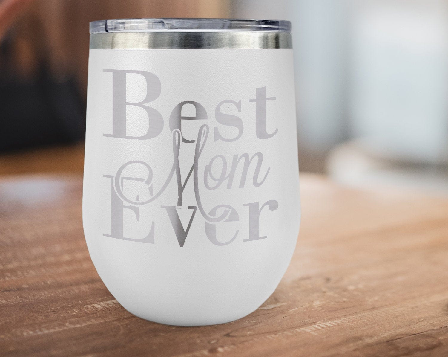COUPLES GIFTS Best Mom Ever Wine Sippy Cup 12oz Engraved Tumbler Birthday for Mother in law Mom Stemless Glass for Wife Sister from Baby Son Daughter