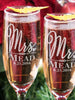 COUPLES GIFTS Custom Mr and Mrs Newly Married Champagne Glasses w/ Last Name Date Set of 2 Wedding Flutes Couples, Toasting, Anniversary, Engagement Gift