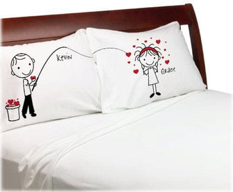 COUPLES GIFTS Cute Fishing for Love Boyfriend Girlfriend Valentines Day Gift Personalized  Pillow Cover Couples Anniversary Stick People Bf Gf