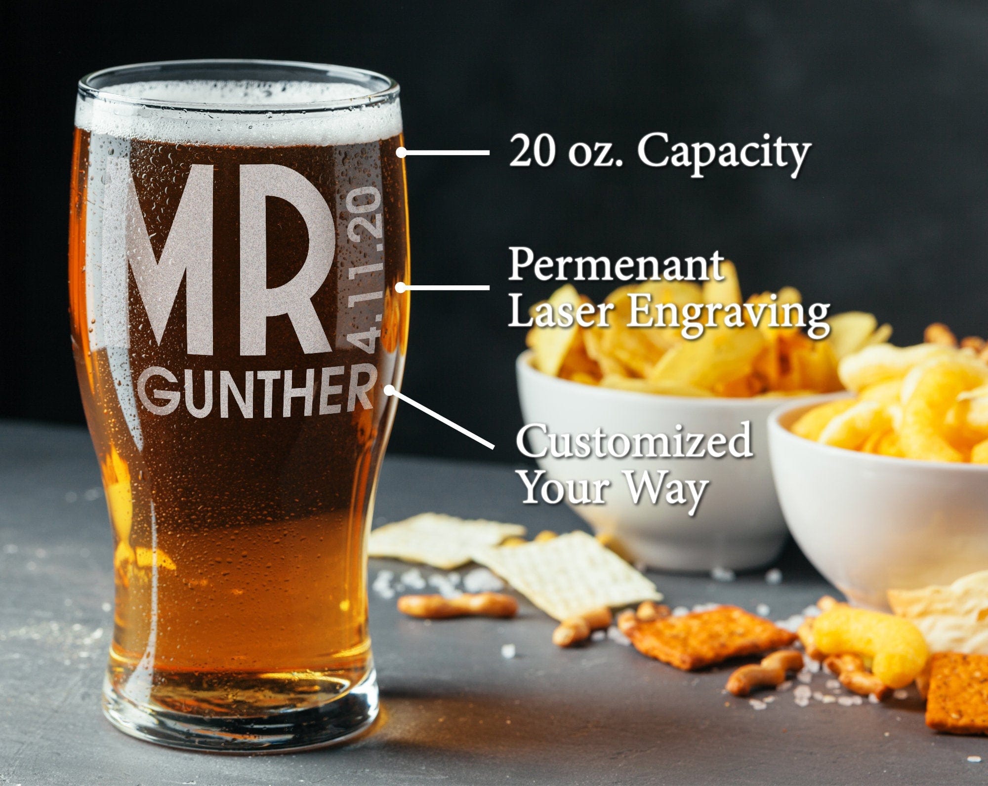 COUPLES GIFTS Drinking Glasses Set of 2 Mr Mrs Beer Glassware Bar Accessories for Home Happy Birthday Gifts for Men Women Couples Anniversary Man Gift