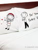 COUPLES GIFTS Falling in Love Pillow Cases Stick Figure Valentine Day Couple Anniversary Boyfriend Girlfriend Husband Wife His Hers Long Distance Love