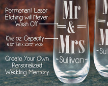 COUPLES GIFTS Future Mr and Mrs Laser Engraved Champagne Stemless Mimosa Flutes Glassware 25th Anniversary Gift for Couple Wedding Decorations for Couples