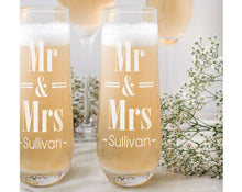 COUPLES GIFTS Future Mr and Mrs Laser Engraved Champagne Stemless Mimosa Flutes Glassware 25th Anniversary Gift for Couple Wedding Decorations for Couples