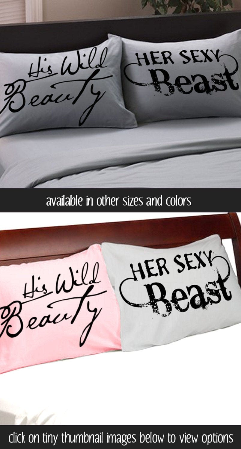 COUPLES GIFTS His Wild Beauty Her Sexy Beast Pillow Cases Couples Pillowcases Sexy For Him Her Boyfriend Girlfriend Husband Wife His Hers Beauty and Beast