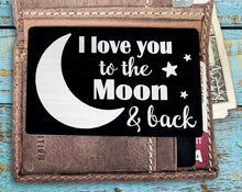 COUPLES GIFTS I Love You Personal Black Wallet Card for Men Husband Women Laser Engraved Metal Wallet Insert Message Card Groom Gift for Anniversary