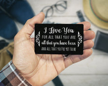 COUPLES GIFTS I Love You Special Quote on Black Metal Wallet Card for Husband Wife Wedding Vows Message Keepsake Groom's Gift 25th Anniversary Present