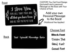 COUPLES GIFTS I Love You Special Quote on Black Metal Wallet Card for Husband Wife Wedding Vows Message Keepsake Groom's Gift 25th Anniversary Present