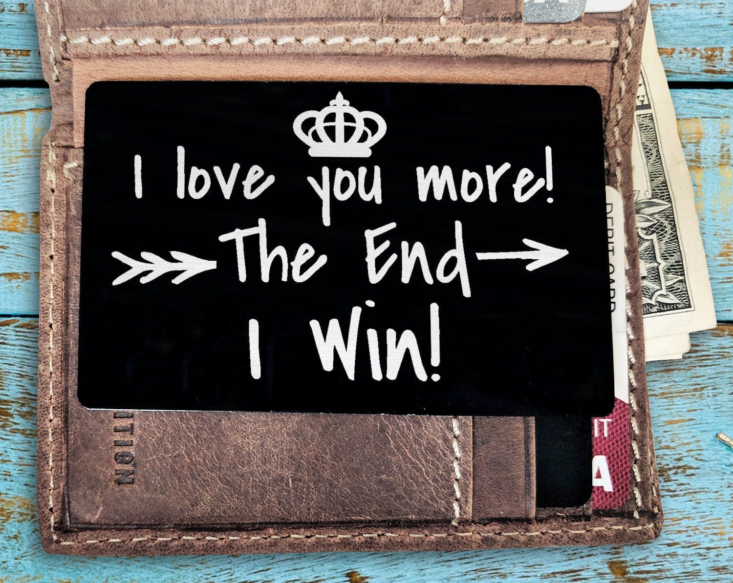 COUPLES GIFTS I Win! Funny Couple Gift for Husband Wife Newly Married Bride Groom Wedding Vows for Wedding Day Engraved Wallet Insert Card Keepsake Gifts