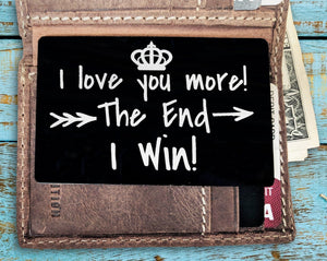 COUPLES GIFTS I Win! Funny Couple Gift for Husband Wife Newly Married Bride Groom Wedding Vows for Wedding Day Engraved Wallet Insert Card Keepsake Gifts