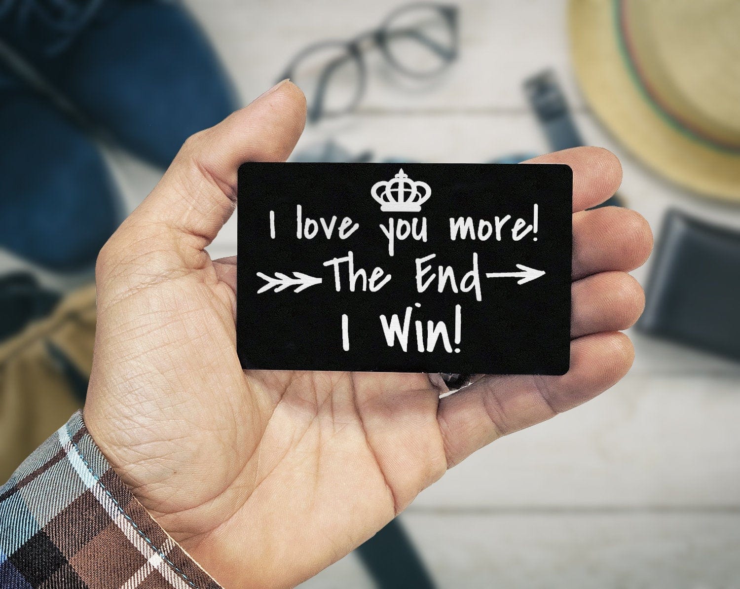 COUPLES GIFTS I Win! Funny Couple Gift for Husband Wife Newly Married Bride Groom Wedding Vows for Wedding Day Engraved Wallet Insert Card Keepsake Gifts