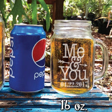 COUPLES GIFTS Me & You Personalized Set of 2 Wedding Anniversary Valentines Day Mason Jar Mug Custom His Her Couples Gift Engagement Bridal Shower Favor