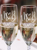 COUPLES GIFTS Monogrammed Initials Couples Gift Husband Wife His Her Set of 2 Champagne Wine Glass Engraved Glassware Renew Vows 25th Wedding Anniversary