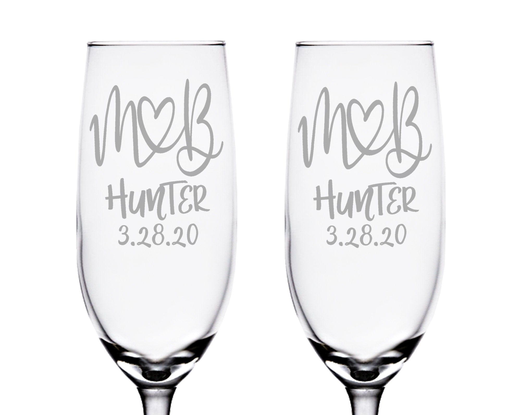 COUPLES GIFTS Monogrammed Initials Couples Gift Husband Wife His Her Set of 2 Champagne Wine Glass Engraved Glassware Renew Vows 25th Wedding Anniversary