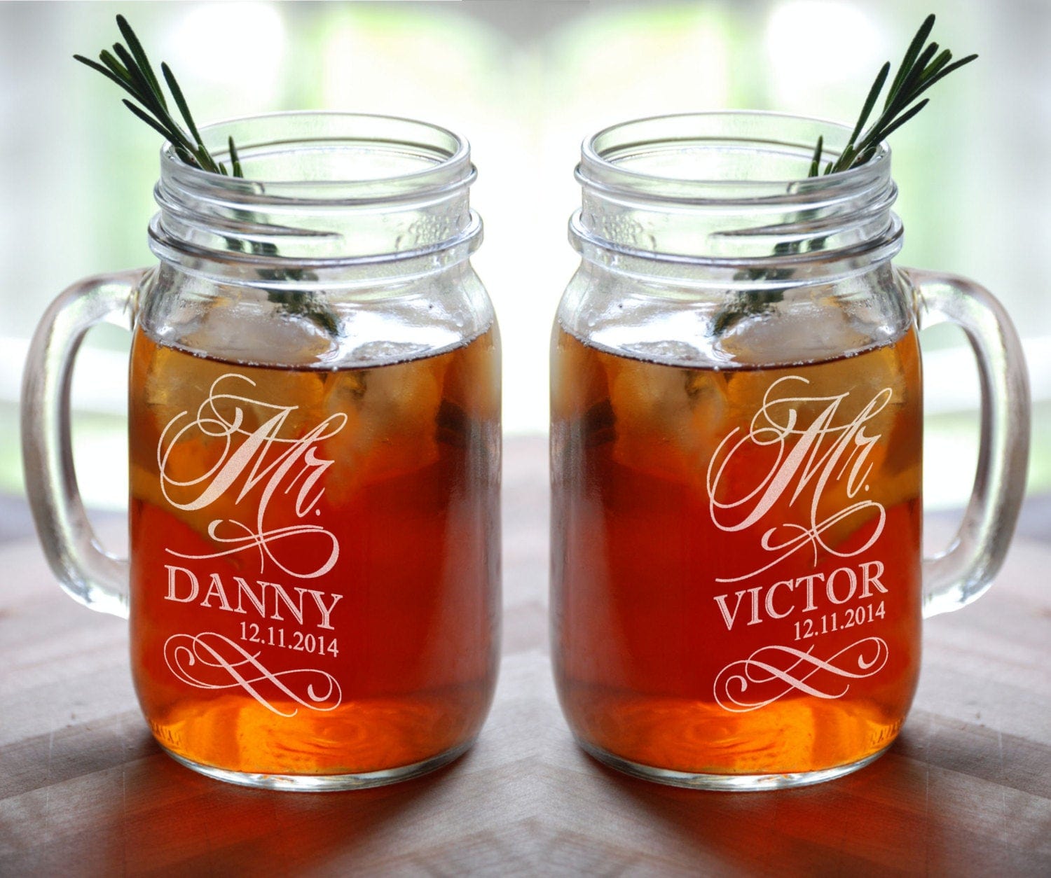 COUPLES GIFTS MR and MR Engraved Wedding Mason Jars Personalized Set of 2 His and  His Gay Couple Weddding Gift LGBT Anniversary Mug Glasses Civil Union
