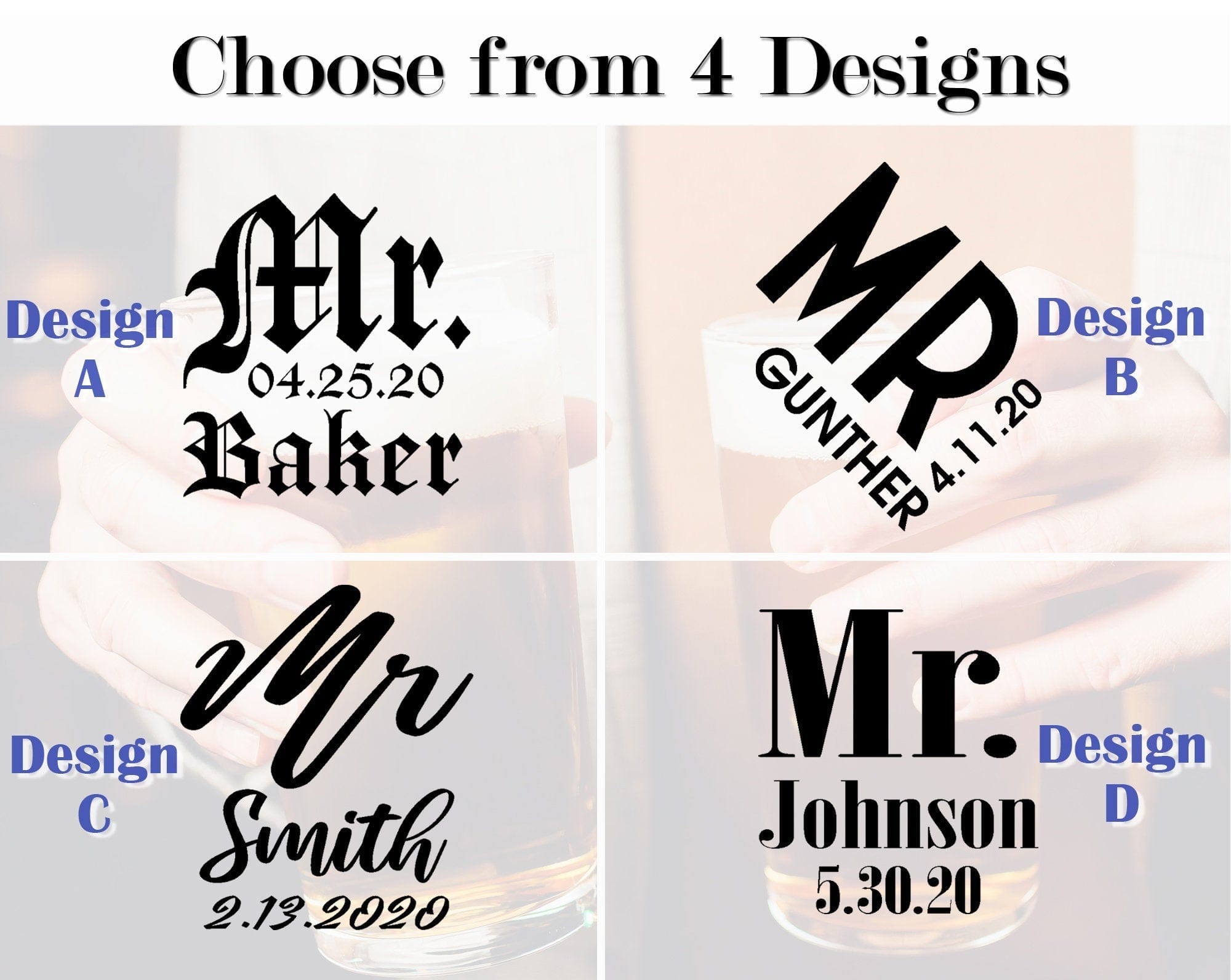 COUPLES GIFTS Mr. Laser Engraved Beer Mug for Men One Rustic Wedding Groom 60th Anniversary Gift For Him 70th Birthday Personalized Engaged Adult Gifts