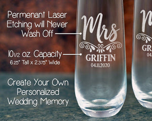 COUPLES GIFTS New Mr. and Mrs. Celebratory Champagne Glasses Grandma Grandpa Personalized 50th Wedding Anniversary Decorations Bride Groom Party Favors