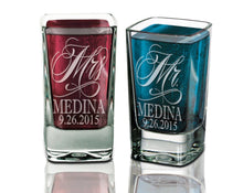 COUPLES GIFTS Set of 2 Personalized Wedding Shot Glasses Wedding Gifts Custom Engraved MR & MRS Last Name and a Wedding Date Shot Glass Set Newlywed Gifts