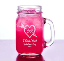 COUPLES GIFTS Valentines Day 2020 Heart Arrow Personalized Mason Jar 16oz Glass Romantic Couple Gift Boyfriend Girlfriend Heart Mug Boyfriend Girlfriend