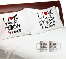 COUPLES GIFTS Valentines Day I Love You To The Moon And Back Stars Pillowcases Boyfriend Girlfriend Couple Anniversary Lovers Gift for him her Valentine
