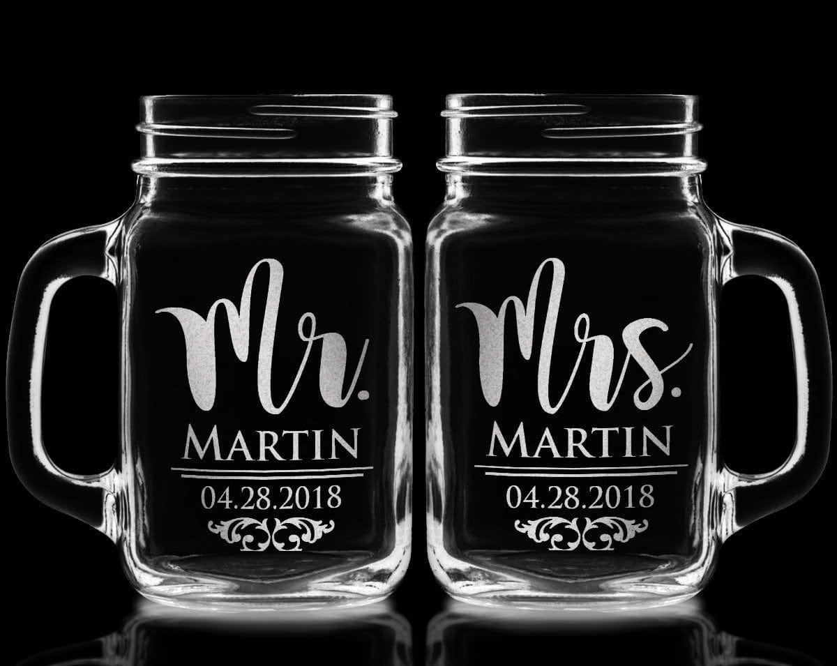 COUPLES GIFTS Wedding Decorations Mr Mrs Mason Set of 2 Rustic Wedding Favors for Bride Groom Future Wife Husband Gifts Soon to Be Mr. Mrs. Couples Gift