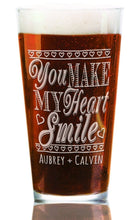 COUPLES GIFTS You Make My Heart Smile Personalized Pub Glass Happy Valentines Day Boyfriend Girlfriend First Valentine's Day Couples Gift for Wife Husband