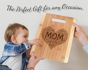 Custom Cutting Boards Bamboo Wood Cutting Board Wall Art Heart Personalized Words Farmhouse Kitchen Decorations for Mom Dad Father Daddy Parents Daughter Son Gift
