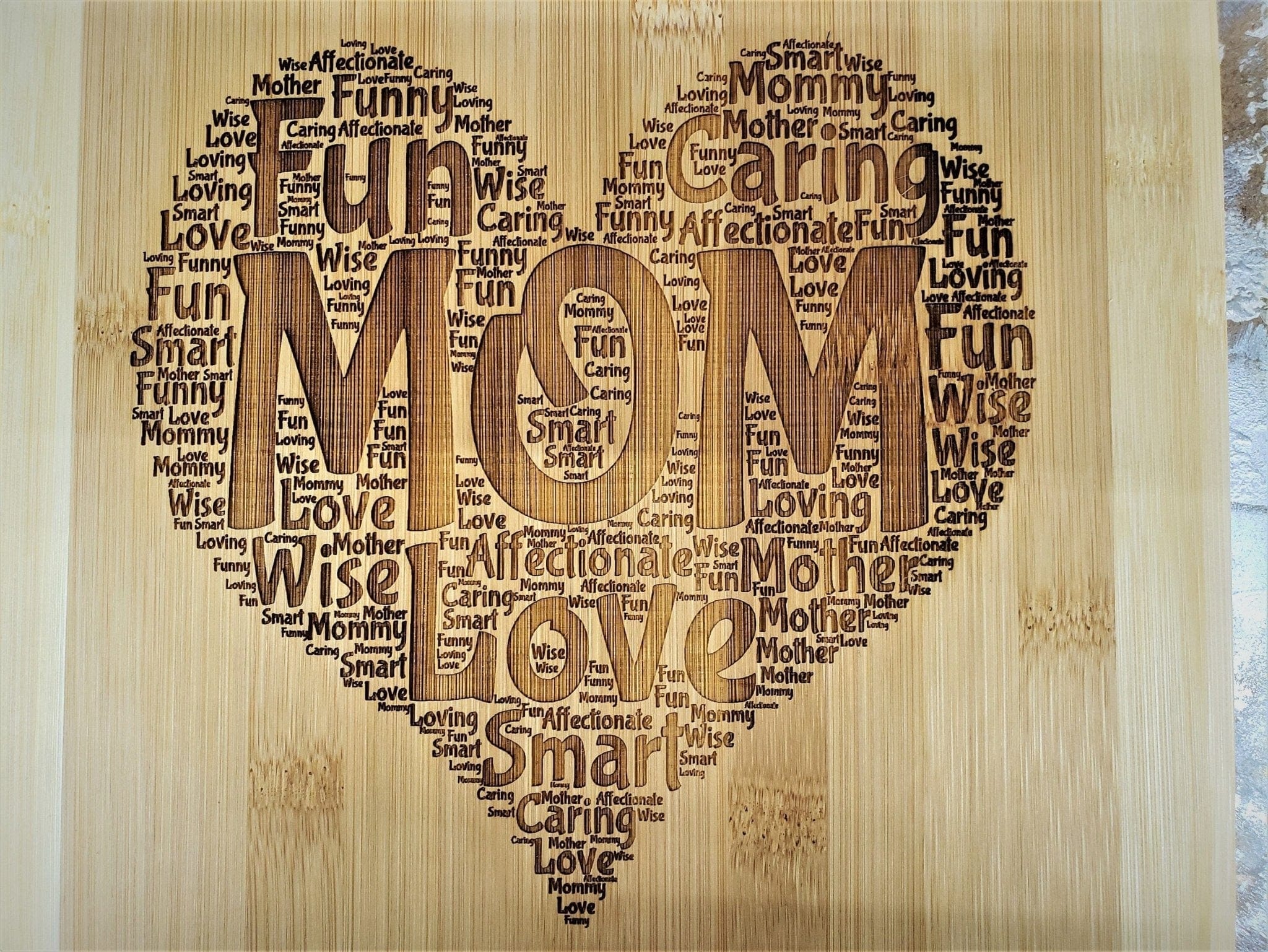 Custom Cutting Boards Bamboo Wood Cutting Board Wall Art Heart Personalized Words Farmhouse Kitchen Decorations for Mom Dad Father Daddy Parents Daughter Son Gift