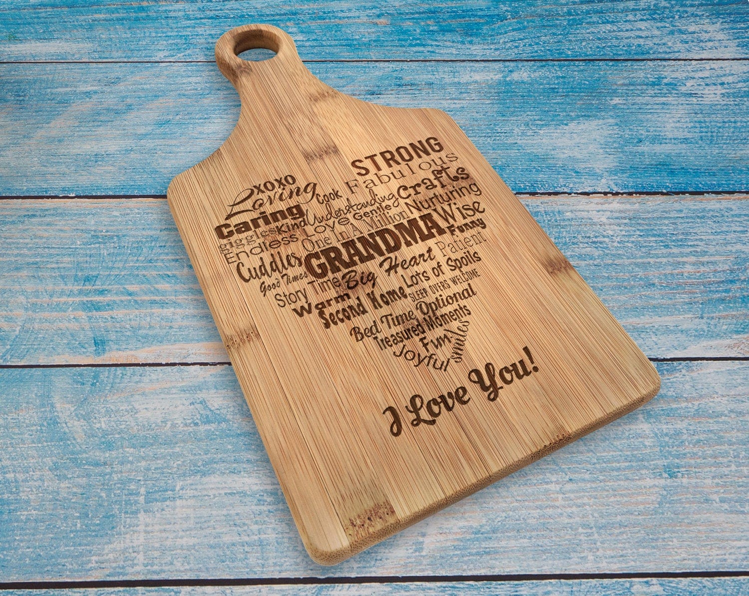 Custom Cutting Boards Grandma Personalized Engraved Bamboo Paddle Cutting Board Nanna Granny Nana Grandparent Gift Birthday Best Ever Anniversary from Grandkids