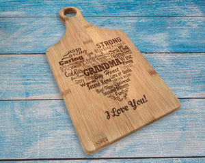 Custom Cutting Boards Grandma Personalized Engraved Bamboo Paddle Cutting Board Nanna Granny Nana Grandparent Gift Birthday Best Ever Anniversary from Grandkids