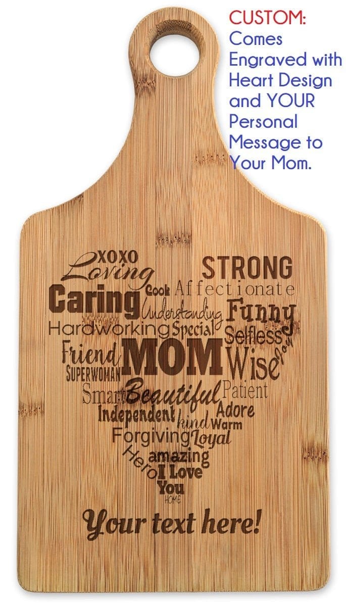 Custom Cutting Boards Mom Mommy Mother of Groom Bride Mother's Day Paddle Engraved Bamboo Cutting Board Mimi Best Mama Birthday Gift Personalize from Daughter Son