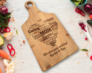 Custom Cutting Boards Mom Mommy Mother of Groom Bride Mother's Day Paddle Engraved Bamboo Cutting Board Mimi Best Mama Birthday Gift Personalize from Daughter Son