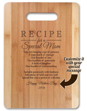 Custom Cutting Boards Mothers Gift Personalized Recipe for a Special Mom Custom Cutting Board Gift for Mom Mommy Birthday Mother's Day Christmas Gift from kids