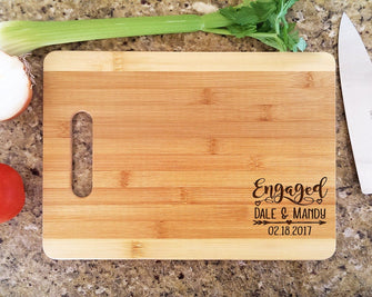 Custom Cutting Boards Newly Engaged Custom Cutting Board for Her Him Engagement Announcement Proposal Present Engagement Party Favor Bride Groom Engagement Gift