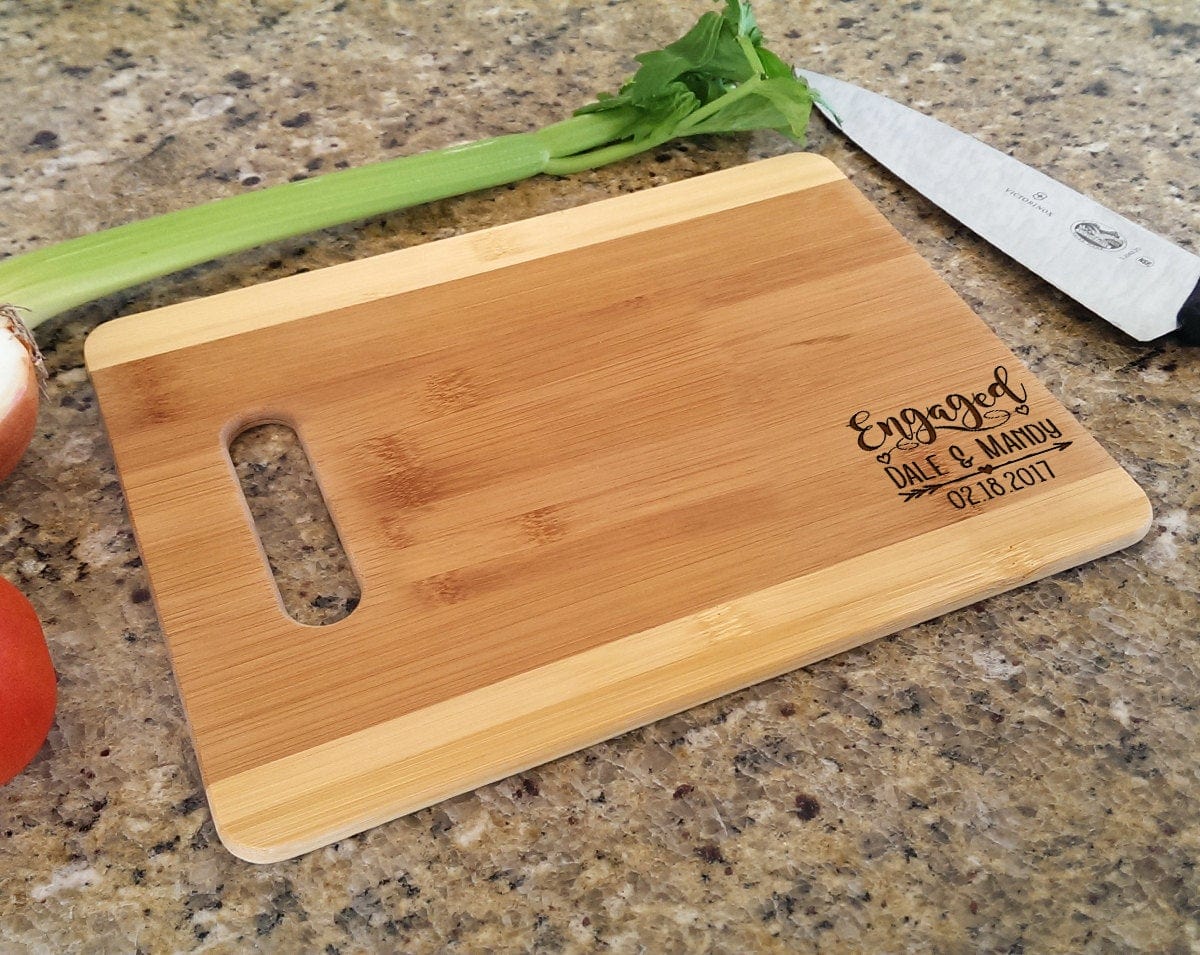 Custom Cutting Boards Newly Engaged Custom Cutting Board for Her Him Engagement Announcement Proposal Present Engagement Party Favor Bride Groom Engagement Gift