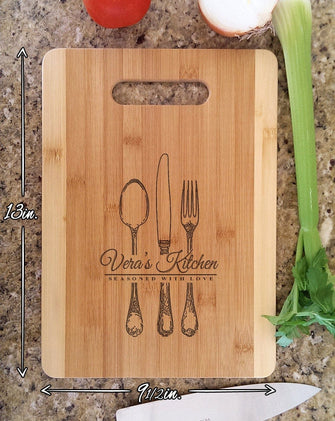 Custom Cutting Boards Personalized Kitchen Seasoned With Love Cutting Board Housewarming Christmas Gift Idea For Mothers Day, Kitchen Decor Wall Decor Aunt Sister