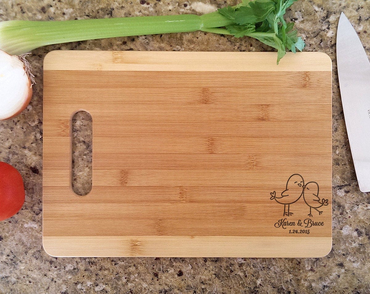 Custom Cutting Boards Personalized Love Birds Cutting Board Laser Engraved Custom Wood For Engagement Wedding Anniversary Christmas Gift Newlyweds Housewaming