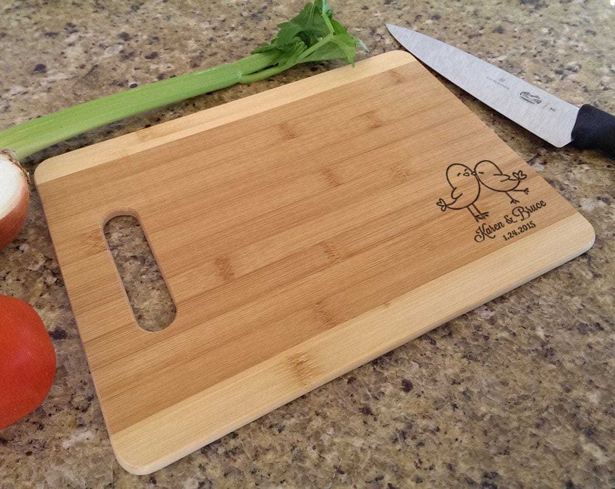 Custom Cutting Boards Personalized Love Birds Cutting Board Laser Engraved Custom Wood For Engagement Wedding Anniversary Christmas Gift Newlyweds Housewaming