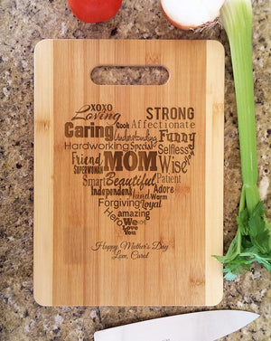 Custom Cutting Boards Personalized We Love You Mom Mothers Day Recipe Engraved Cutting Board Mothers Day Gifts from Kids Gift for Mommy Birthday Gifts Home is Mom