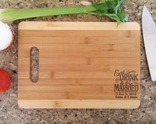 Custom Cutting Boards Wedding Cutting Board Personalized Eat Drink Be Married Bamboo Custom Newlywed Wedding Party Gift Favor Decoration for Bride Groom Guests