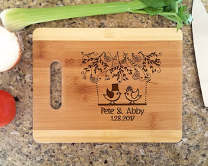 Custom Cutting Boards Wedding Love Birds Personalized Cutting Board Valentine 1 Year Marriage Anniversary Gift Honeymoon Bride Groom Mr Mrs Housewarming Gifts