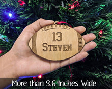 CHRISTMAS ORNAMENTS Custom Football Laser Engraved Wood Christmas Ornament Sport Mom Football Dad Coach Gift for Sports Player Team Gifts for Men Women Kids
