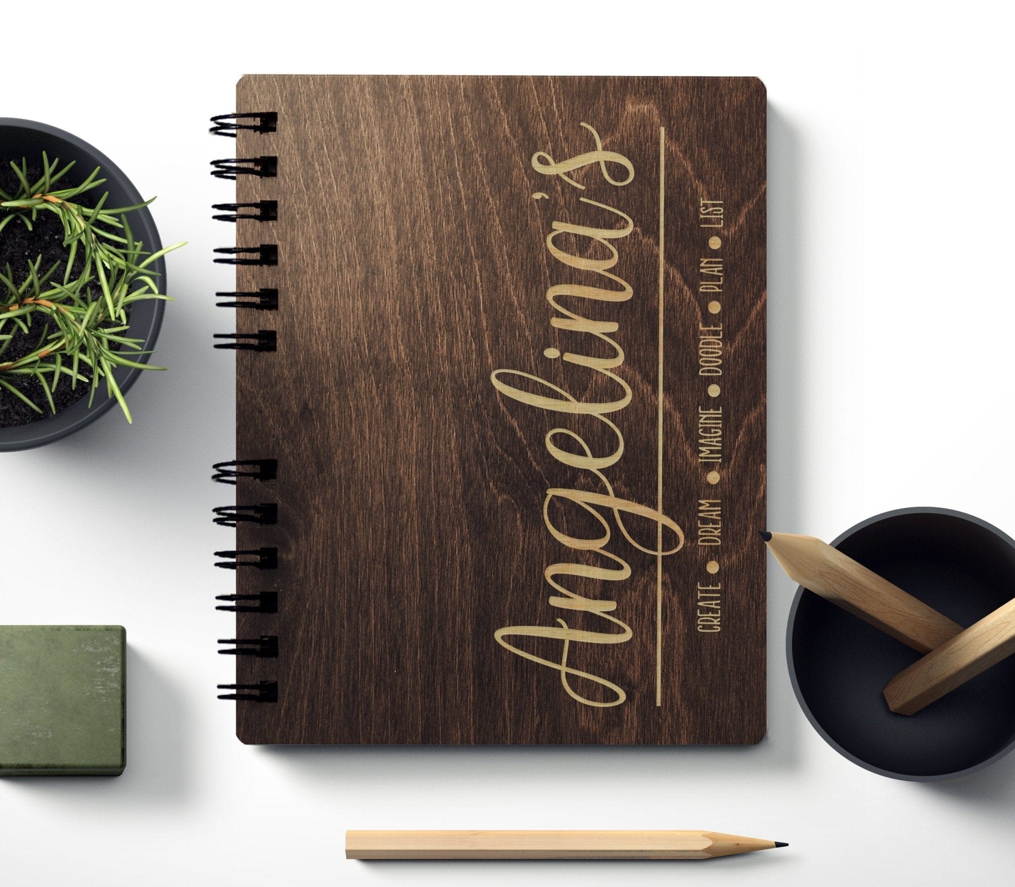 Custom Journals Gift for Her Personalized Wooden Notebook Journal Sketchbook Traveler Album Unique Birthday for Mom or Christmas Present Teen Student Girl