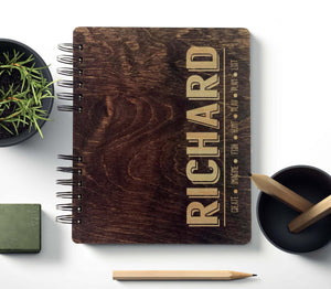 Custom Journals Personalized Wooden Notebook Journal Sketchbook Traveler Album Gift For Him Unique Birthday or Christmas Present
