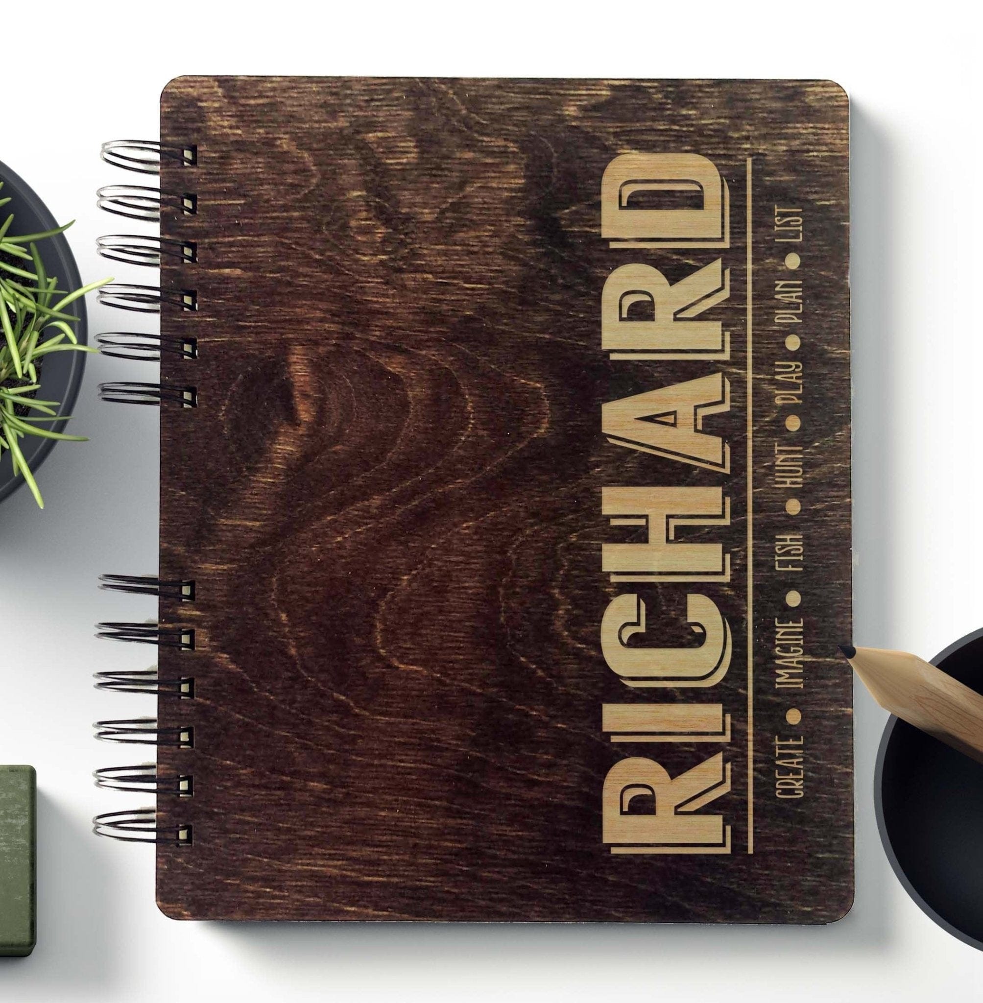 Custom Journals Personalized Wooden Notebook Journal Sketchbook Traveler Album Gift For Him Unique Birthday or Christmas Present